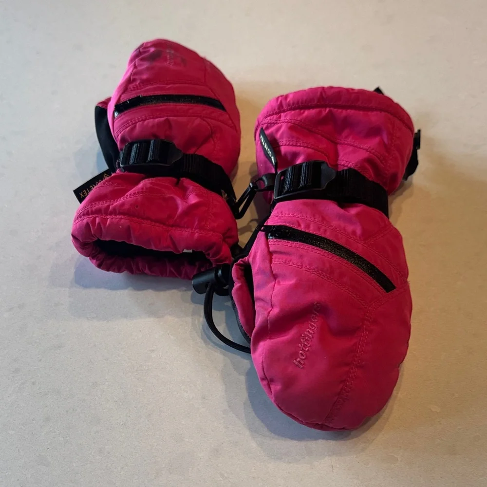 Vibrant Pink Kids Mittens with goreTex Adjustable Straps